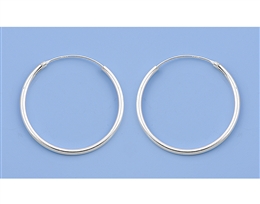 Silver Continuous Hoop Earrings - 1.5 x 25 mm