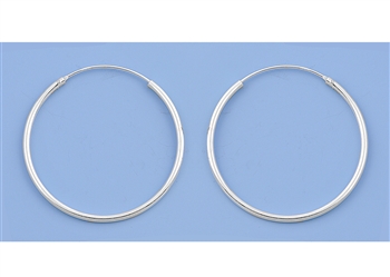 Silver Continuous Hoop Earrings - 1.5 x 35 mm