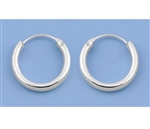 Silver Continuous Hoop Earrings - 2 x 14 mm