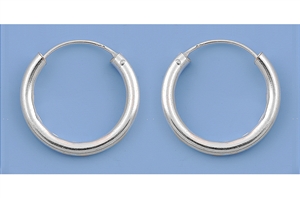 Silver Continuous Hoop Earrings - 2 x 18 mm