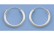 Silver Continuous Hoop Earrings - 2 x 20 mm