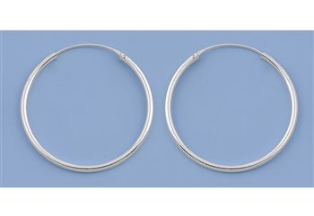 Silver Continuous Hoop Earrings - 2 x 35 mm