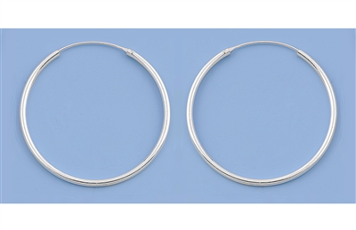 Silver Continuous Hoop Earrings - 2 x 40 mm