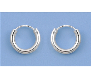 Silver Continuous Hoop Earrings - 2.5 x 12 mm