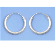 Silver Continuous Hoop Earrings - 2.5 x 18 mm