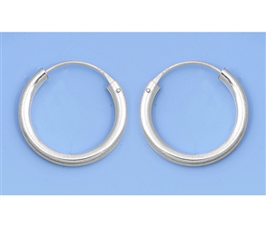 Silver Continuous Hoop Earrings - 2.5 x 18 mm