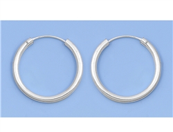 Silver Continuous Hoop Earrings -2.5 x 25 mm