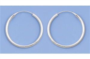 Silver Continuous Hoop Earrings - 2.5 x 30 mm