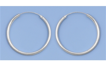 Silver Continuous Hoop Earrings - 2.5 x 35 mm