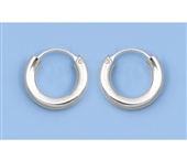 Silver Continuous Hoop Earrings - 3 X 14 mm