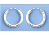 Silver Continuous Hoop Earrings - 3 x 16 mm