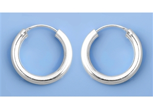 Silver Continuous Hoop Earrings - 3 x 16 mm