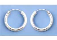 Silver Continuous Hoop Earrings - 3 X 20 mm