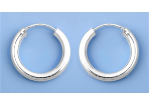 Silver Continuous Hoop Earrings - 3 X 20 mm