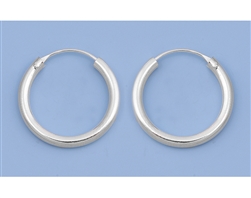 Silver Continuous Hoop Earrings - 3 X 25 mm
