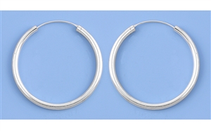 Silver Continuous Hoop Earrings - 3 x 35 mm