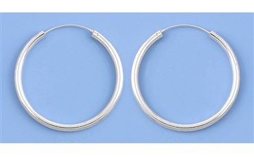 Silver Continuous Hoop Earrings - 3 X 40 mm