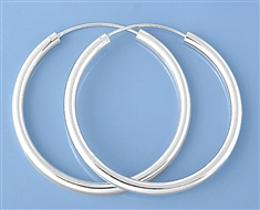 Silver Continuous Hoop Earrings - 3 x 45 mm