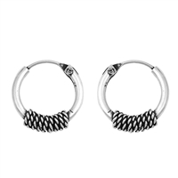 Silver Bali Hoop Earring