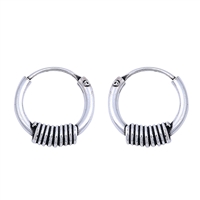 Silver Bali Hoop Earring