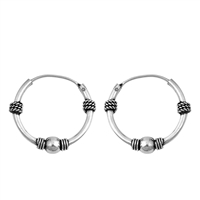 Silver Bali Hoop Earring