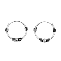 Silver Bali Hoop Earring