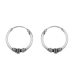 Silver Bali Hoop Earring