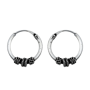 Silver Bali Hoop Earring