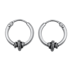 Silver Bali Hoop Earring