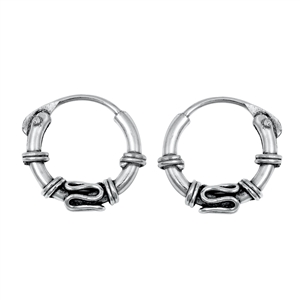 Silver Bali Hoop Earring