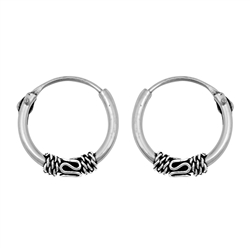 Silver Bali Hoop Earring