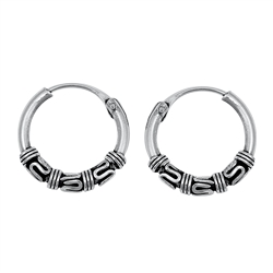 Silver Bali Hoop Earring