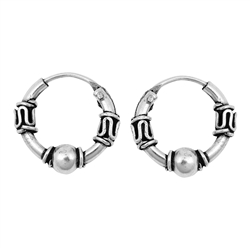 Silver Bali Hoop Earring