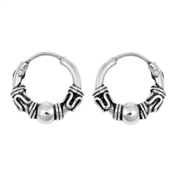 Silver Bali Hoop Earring