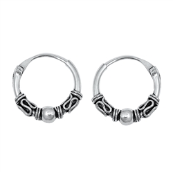 Silver Bali Hoop Earring