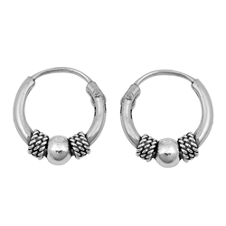 Silver Bali Hoop Earring