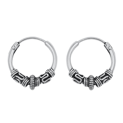 Silver Bali Hoop Earring