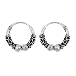 Silver Bali Hoop Earring