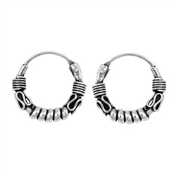 Silver Bali Hoop Earring