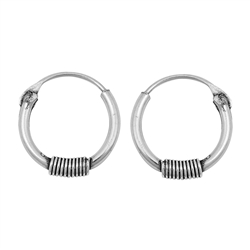 Silver Bali Hoop Earring