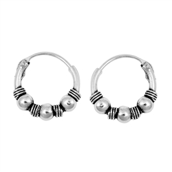 Silver Bali Hoop Earring