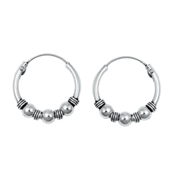 Silver Bali Hoop Earring