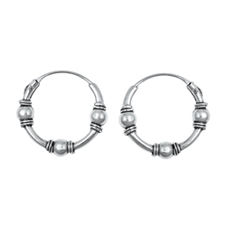 Silver Bali Hoop Earring