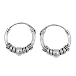 Silver Bali Hoop Earring