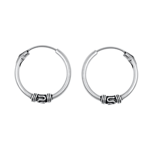 Silver Bali Hoop Earring