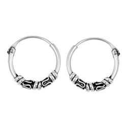 Silver Bali Hoop Earring