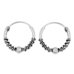 Silver Bali Hoop Earring