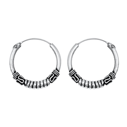 Silver Bali Hoop Earring