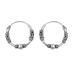 Silver Bali Hoop Earring