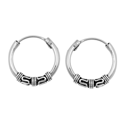 Silver Bali Hoop Earring